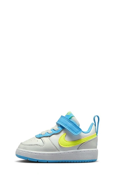 Shop Nike Kids' Court Borough Low Recraft Sneaker In White/ Baltic Blue/ Volt