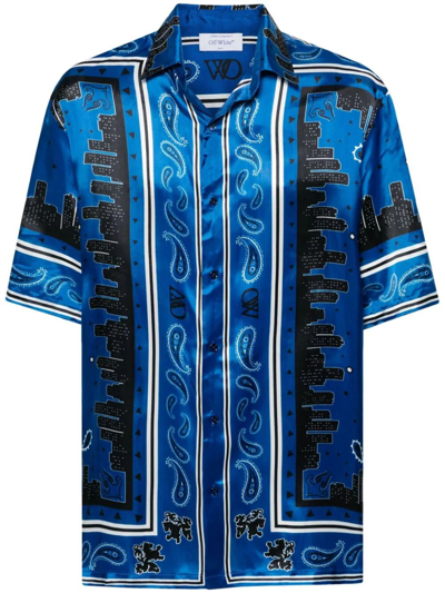 Shop Off-white Bandana Bowling Shirt In Blue