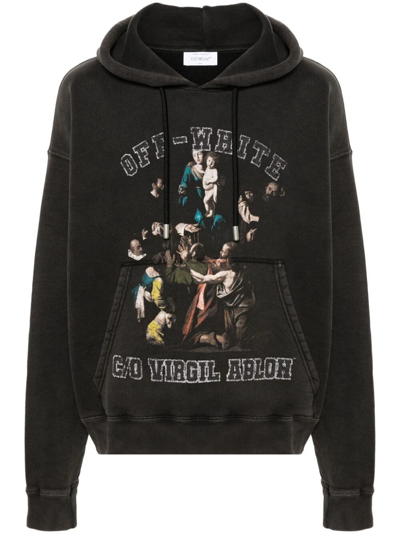Shop Off-white Graphic-print Hoodie In Black