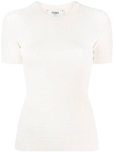 Shop Fendi Ff Short-sleeved Jumper In White