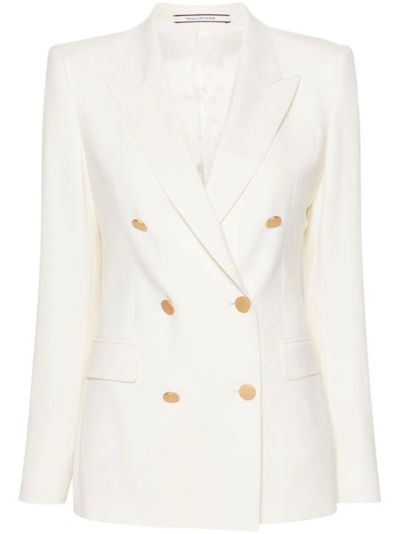 Shop Tagliatore Double-breasted Blazer In White