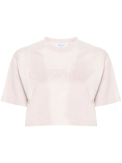 Shop Off-white Cropped T-shirt In Pink & Purple