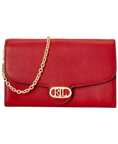 Shop Lauren Ralph Lauren Leather Medium Adair Wallet Crossbody In Red