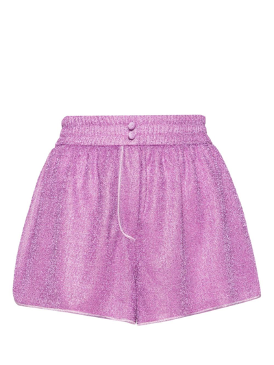 Shop Oseree Lumière Shorts In Lurex In Pink & Purple
