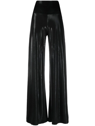 Shop Norma Kamali High-waisted Flared Trousers In Black
