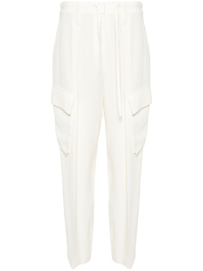 Shop Brunello Cucinelli Trousers With Monili Details In White