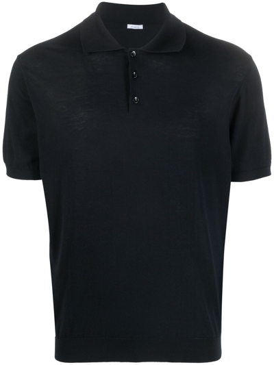 Malo Short-sleeved Knit Polo Shirt In Blue