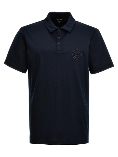 Shop Giorgio Armani Logo Embroidery Shirt Polo In Blue