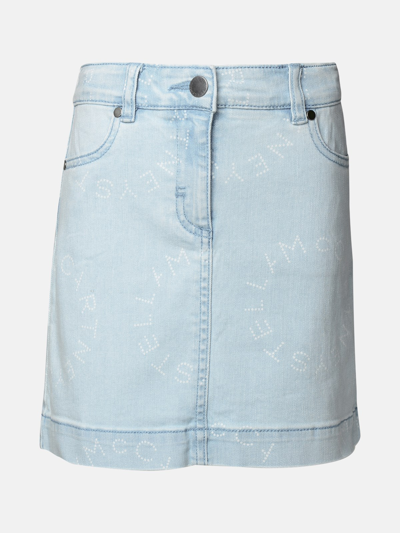 Shop Stella Mccartney Light Blue Cotton Blend Miniskirt