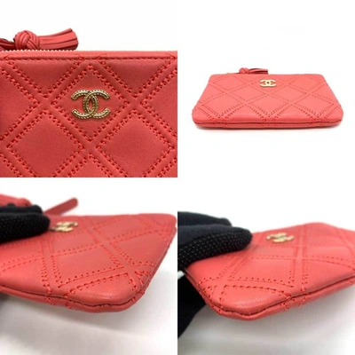 Pre-owned Chanel Matelassé Orange Leather Clutch Bag ()