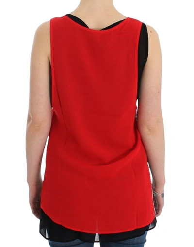 Shop Costume National Elegant Sleeveless Black & Red Women's Top