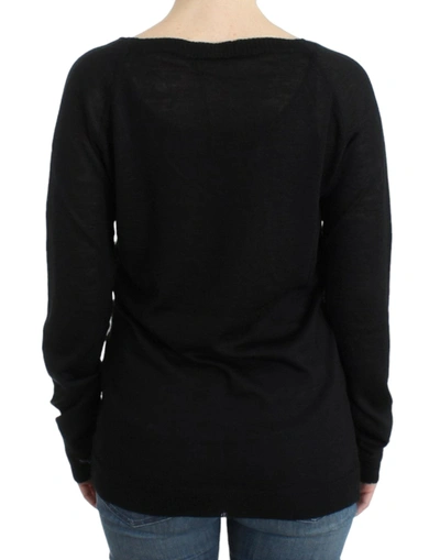 Shop Costume National Striped V-neck Luxury Women's Sweater In Black