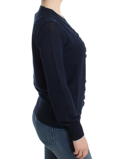 Shop Costume National Elegant V-neck Lightweight Women's Sweater In Blue