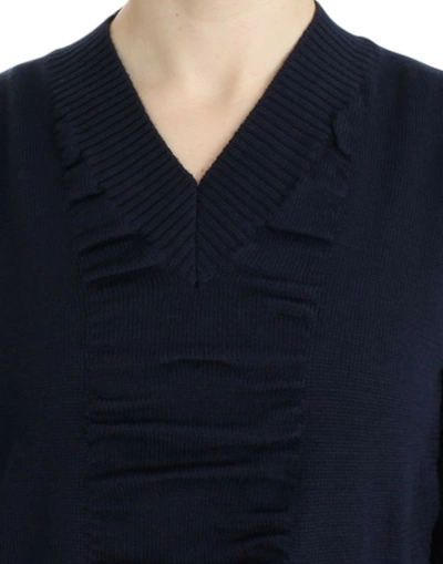 Shop Costume National Elegant V-neck Lightweight Women's Sweater In Blue