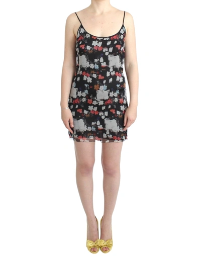 Costume National Multicolor Silk Floral Mini Dress In Multicolor