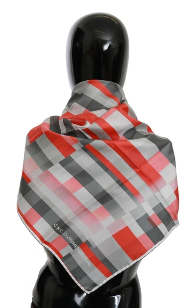 Shop Costume National Elegant Silk Checkewomen's Scarf In Gray And Women's Red
