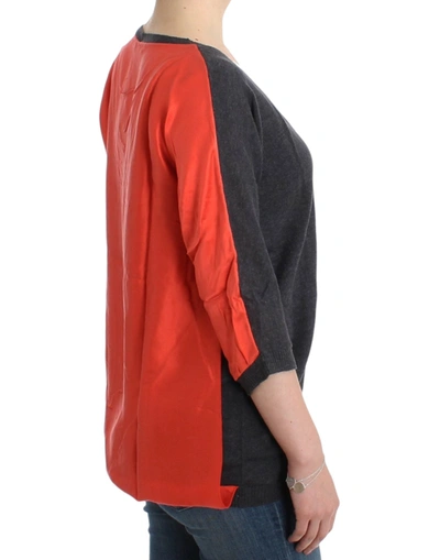 Shop Costume National Chic V-neck Alpaca Blend Short Sleeve Women's Sweater In Gray