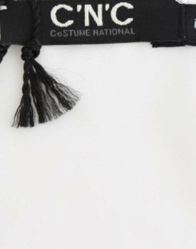 Shop Costume National Chic White V-neck Motive Print Women's Tee