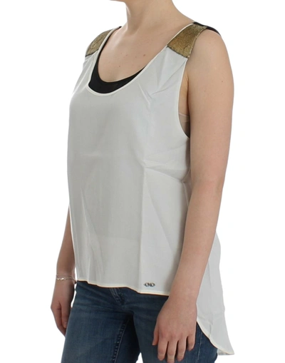 Shop Costume National Elegant Monochrome Sleeveless Top With Gold Women's Accents In Black/white