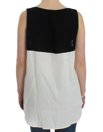 Shop Costume National Elegant Monochrome Sleeveless Top With Gold Women's Accents In Black/white