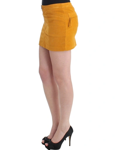 Costume National Chic Yellow Corduroy Mini Skirt In Yellow