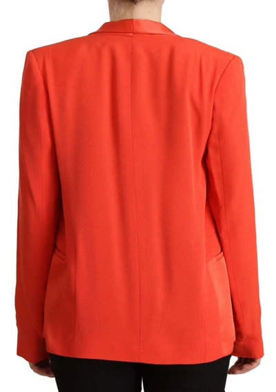 Cote Co|te Orange Long Sleeves Acetate Blazer Pocket Overcoat Women's Jacket In Orange