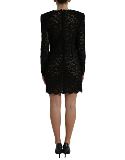 Shop Dolce & Gabbana Elegant Black Floral Lace Sheath Mini Women's Dress