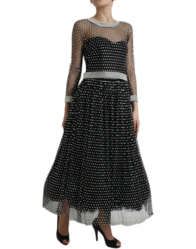 Shop Dolce & Gabbana Elegant Crystal-embellished Long Black Women's Dress