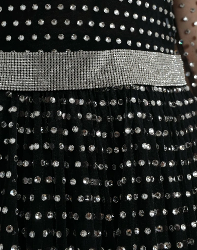 Shop Dolce & Gabbana Elegant Crystal-embellished Long Black Women's Dress