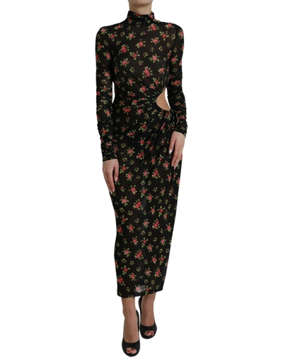Shop Dolce & Gabbana Elegant Floral Sheath Women's Dress In Black