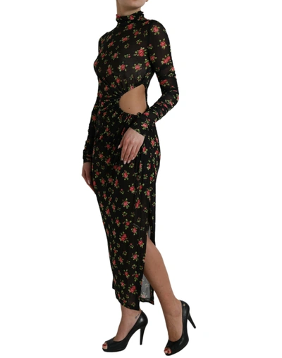 Shop Dolce & Gabbana Elegant Floral Sheath Women's Dress In Black