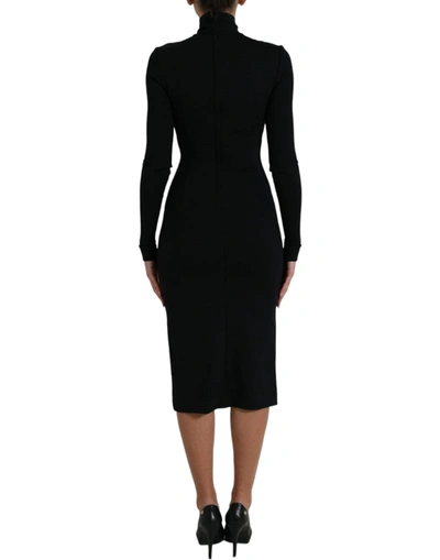 Shop Dolce & Gabbana Elegant Black Bodycon Turtleneck Women's Dress