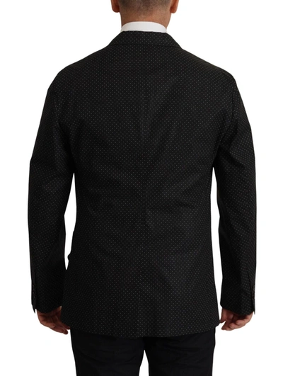 Dolce & Gabbana Black Polka Dotted Cotton Blazer Jacket In Black