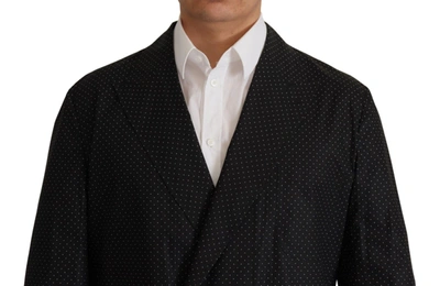 Dolce & Gabbana Black Polka Dotted Cotton Blazer Jacket In Black