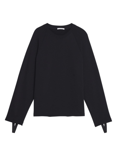 Shop Helmut Lang Women's Logo-embroidered Cotton Sweater In Black
