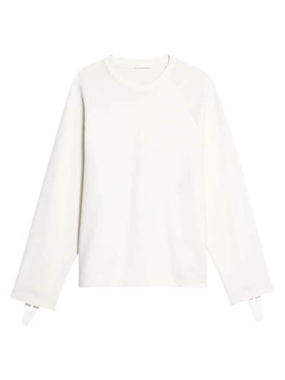 Shop Helmut Lang Women's Logo-embroidered Cotton Sweater In Ivory