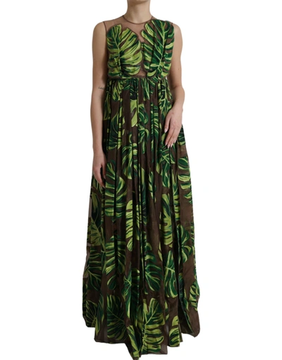 Shop Dolce & Gabbana Elegant A-line Sleeveless Silk Blend Women's Dress In Green