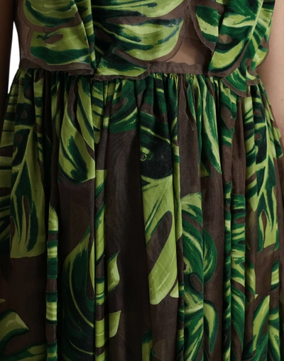 Shop Dolce & Gabbana Elegant A-line Sleeveless Silk Blend Women's Dress In Green