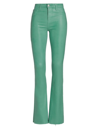 Shop L Agence Women's Ruth Mid-rise Coated Straight Jeans In Green Jasper Coated