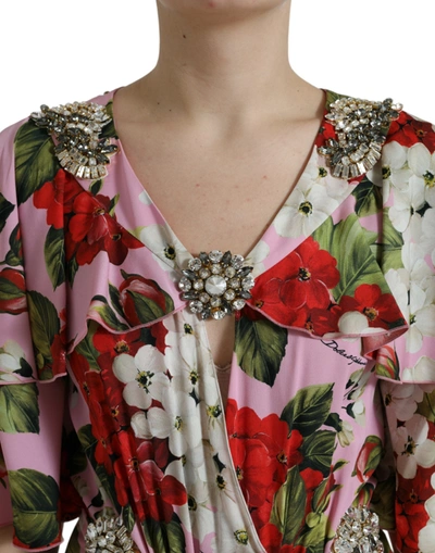 Shop Dolce & Gabbana Elegant Crystal-embellished Silk Women's Dress In Multicolor