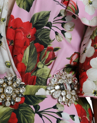 Shop Dolce & Gabbana Elegant Crystal-embellished Silk Women's Dress In Multicolor