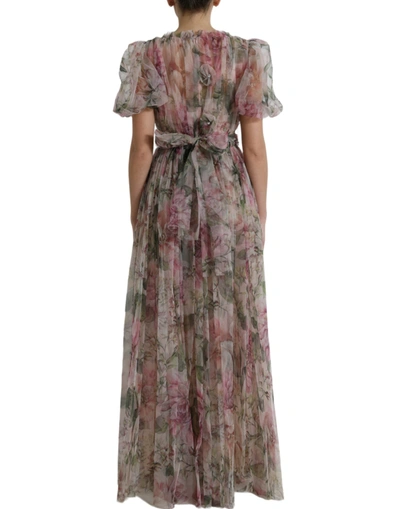 Shop Dolce & Gabbana Elegant Floral Print Long Women's Dress In Multicolor