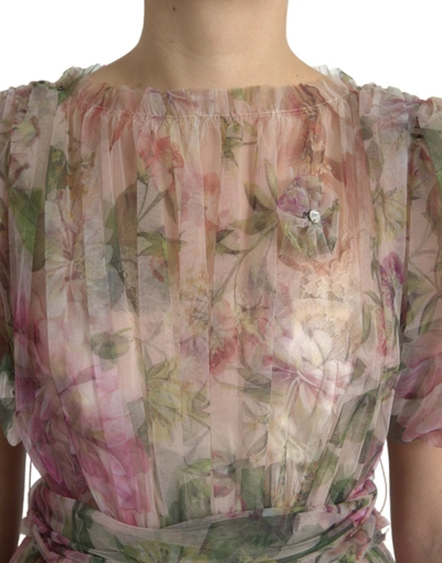 Shop Dolce & Gabbana Elegant Floral Print Long Women's Dress In Multicolor