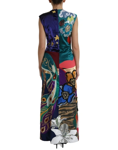 Shop Dolce & Gabbana Elegant Multicolor Silk Patchwork Maxi Women's Dress