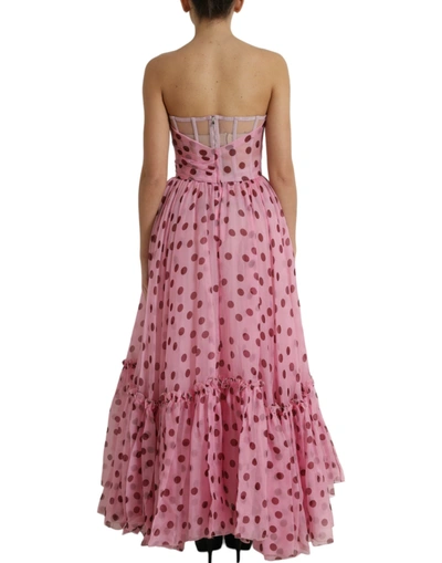Shop Dolce & Gabbana Chic A-line Strapless Silk Dress In Women's Pink