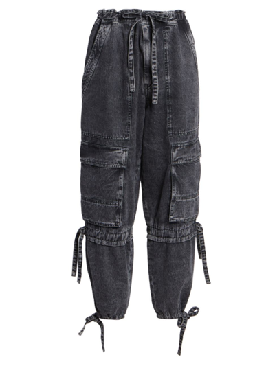 Shop Isabel Marant Étoile Women's Ivy Denim Cargo Pants In Faded Black