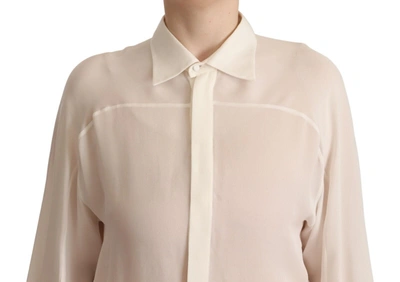 Shop Dsquared² Elegant Off White Silk Long Sleeve Women's Blouse