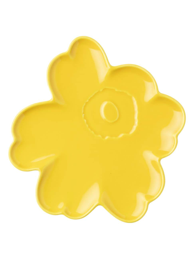 Shop Marimekko Unikko Flower-shaped Lautanen Plate In Spring Yellow