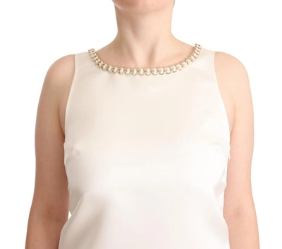 Shop Elisabetta Franchi Elegant Sleeveless Mini Dress With Embellished Women's Neckline In White