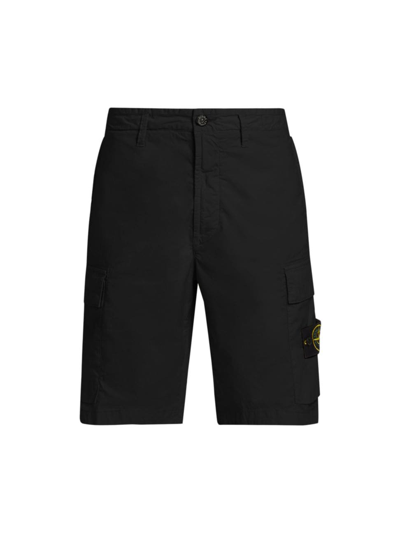 Shop Stone Island Men's Cotton-blend Bermuda Shorts In Black